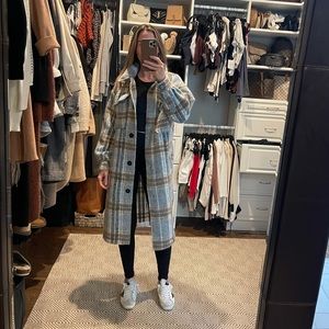Forever21 longline plaid Shacket